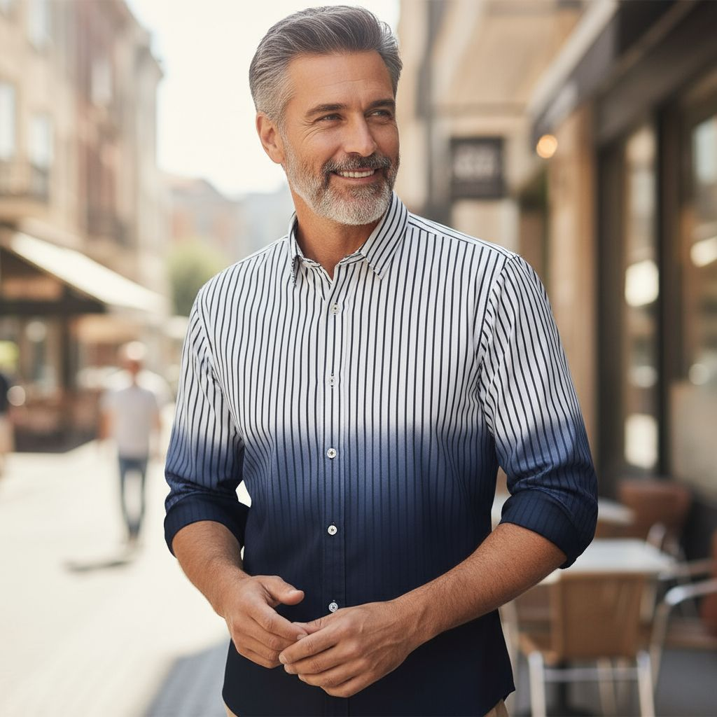 Mens Michael Kors LS Striped Shirt