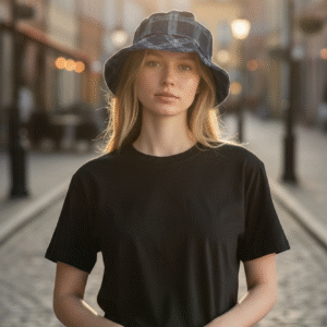 Ladies Melrose&Market Denim Plaid Bucket Hat