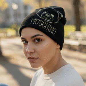 Ladies Moschino Studded Bear Beanie